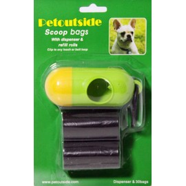 Petoutside Pet Dog Waste Poop Bags Refill Dispenser 30 Bags in 2 Rolls with Plastic Core