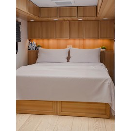 RV Short Queen Sheet Set 60 X 75 - 4 Piece RV Short Queen Bed Sheets - Soft, Breathable & Cooling - Designed for Bunks, Trailers & Campers - Fits 8” to 10" Mattress - Comfy Luxury Bedding - Light Grey