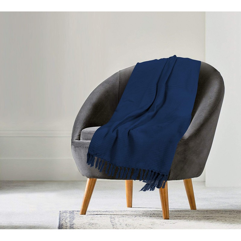 EHC Waffle Cotton Woven Arm Chair Sofa Single Throw 1