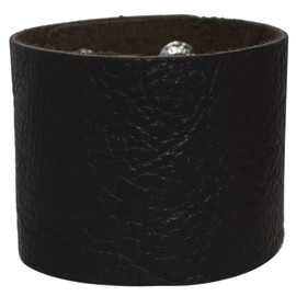 AZYOUNG Men's Black Brown White 5cm Wide Leather Bracelet Two Rows of Buckles Wristband Cuff Bangle,Length:23cm (Black)