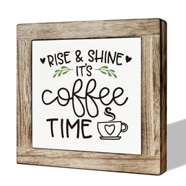 Coffee Sign, Rise & Shine, It's Coffee Time, Coffee Decor Set, Wooden Box Signs for Home Decor, Rustic Wooden Table Sign, Farmhouse Style Coffee Decor, Coffee Station Decor Set, Coffee Bar Decor