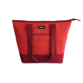 PackIt Built with ECOFREEZE Technology, Reusable, Foldable, Zip Closure, with Shoulder Straps for Easy Carrying, Poppy