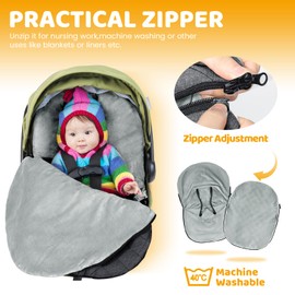 Orzbow Universal Baby Car Seat Footmuff,Winter Baby Car Seat Cosy Toes with Zipper for Pushchair Liner,Warm Short Plush,Removable,Machine Washable,Weatherproof Baby Car Seat Cover (Black)