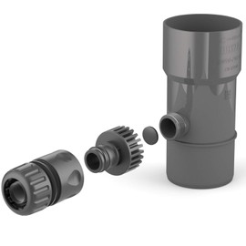 BRYZA® Gutter Drain for Rainwater Tank DN Diameter 110 mm, Graphite, Rainwater Tank, Rainwater Collector, for Downpipe, Garden Hose, Quick Coupling