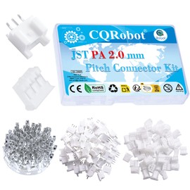 CQRobot JST PA 2.0 mm Pitch 3-Pin Electronic Computer Connector IC Male Plugs, Female Sockets Housing and T-Shaped Crimp Terminal Kit. 50 Sets/250 Pieces Wire-to-Board Adapter Cable Assembly.
