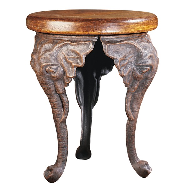 Design Toscano SP16060 Three Elephants of Timbe Sculptural End Table,Brown