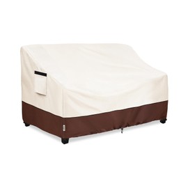 Hadisi 2-Seater Heavy Duty Patio Bench Loveseat Cover,100% Waterproof Outdoor Sofa Cover 58"W x 32.5"D x 31"H,Patio Furniture Couch Covers(Beige)