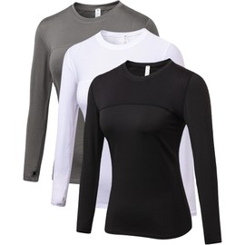 Women's Sun Protection Compression Shirts UPF 50+ Long Sleeve Workout T-Shirts Rash Guard Athletic Tops