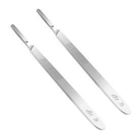 JINGHANGER 2pcs Scalpel Handle # 3, Stainless Steel Scalpel Knife Handle, Lightweight and Durable, Fits Surgical Blades No. 10, 11, 12, 15 for Laboratory Hospital Home Use (#3)