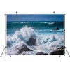 CORFOTO 6x4ft Fabric Sea Wave Breaking Rock Backdrop Ocean Waves