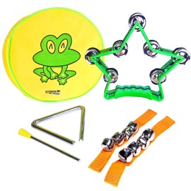 keepdrum Percussion Set Playset Including Children's Tambourine Triangle Bell Bracelet Music Toy