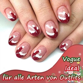 Künstliche Nägel - Mandel Nägel Zum Aufkleben Kurz - Blau Oval Fingernägel mit Grünes Blatt Design - False Nails für Damen und Frauen