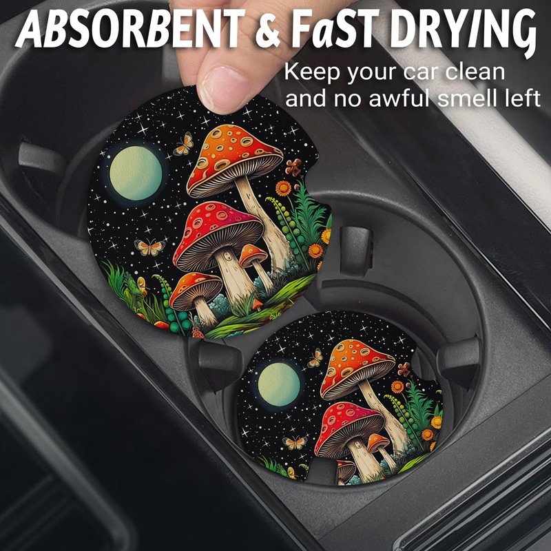 Car Coasters for Cup Holders，Leopard Car Cup Holder Coasters Drinks,