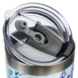 It is Well with My Soul Women's Inspirational Travel Tumbler Mug w/Lid and Reusable Straw, Purple/Blue Floral, 18oz Double Wall Vacuum Insulated Stainless Steel, With Love