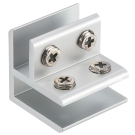 sourcing map 90 Degree Glass Clamp, for 8-10mm Thickness Adjustable Double Side Glass Shelf Support Bracket Aluminum Alloy Glass Clip Clamp Holder, Silver Tone