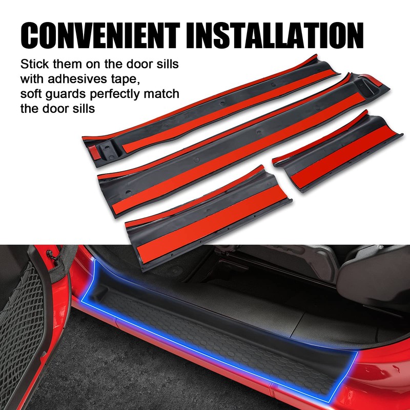 SUPAREE Door Sill Guards Kit fits JL, Black Rubber Door
