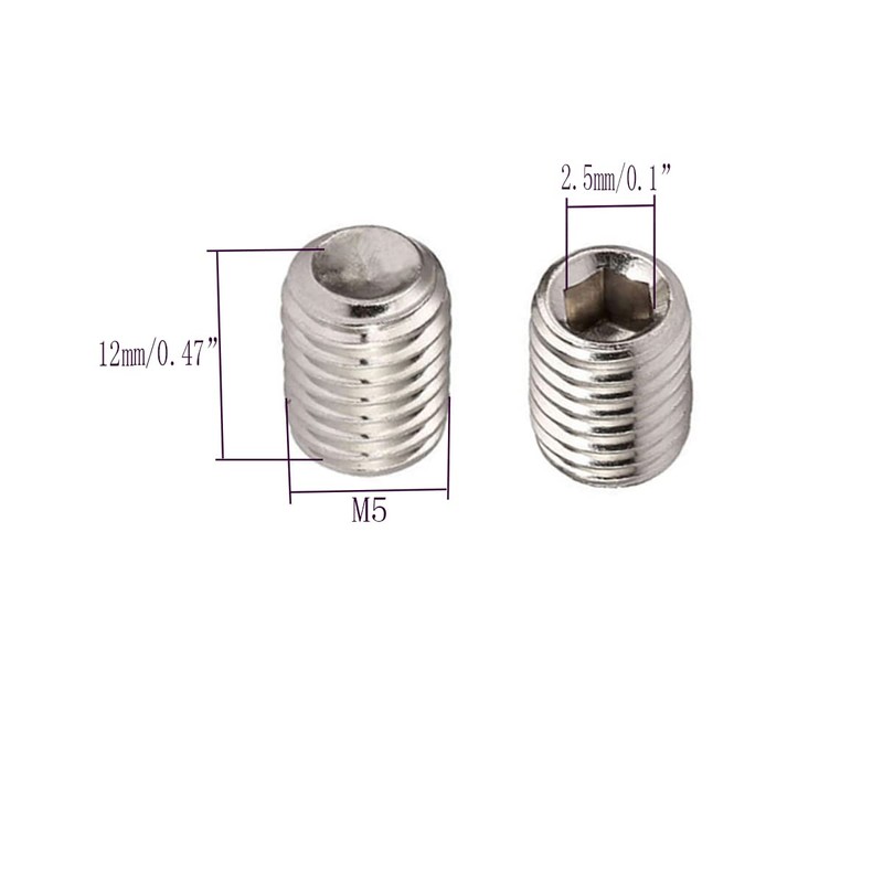 M5 x 12mm Stainless Steel Socket Set Screws Hexagon Socket