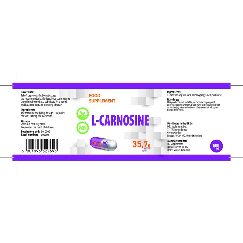 Hepatica L-Carnosine | 500mg High Strength | 60 Vegan Capsules