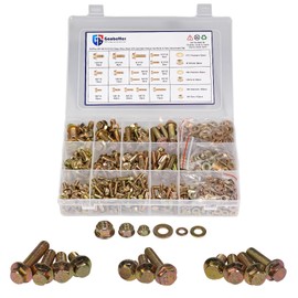 Nuts and Bolts Assortment Kit, Metric Grade 8.8 Alloy Steel Zinc Plated Colorful Serrated Hex Flange Hex Bolt Kit, M6 X 12-30mm, M8 X 16-40mm and M10 X 20-40mm Fully Threaded(Gold) screws4