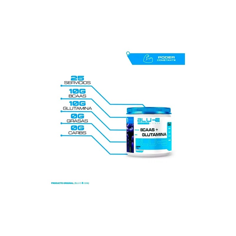 Aminoácidos Bcaas Glutamina Blu-e 500g