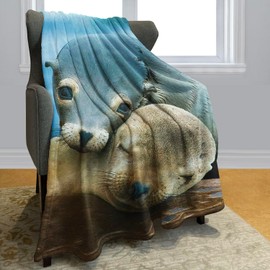 Rstick Sea Lions Blanket Marine Cute Animals Fleece Blanket Soft Fuzzy Plush Throw Blankets for Couch Bed 40"x50"