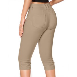Hybrid & Company Women's Butt Lift Super Comfy Stretch Denim Capri Short Jeans Q43308 Khaki 7