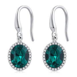 Crystal Dangle Drop Earrings for Women Diamond Dangle Earrings Oval Drop Earrings Sterling Silver Dangle Earrings Women Cubic Zirconia Dangle Earrings Silver Dangling Earrings Green Gemstone Earring