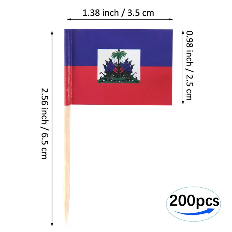 JBCD Haiti Toothpick Flag Haitian Mini Small Cupcake Topper Flags,