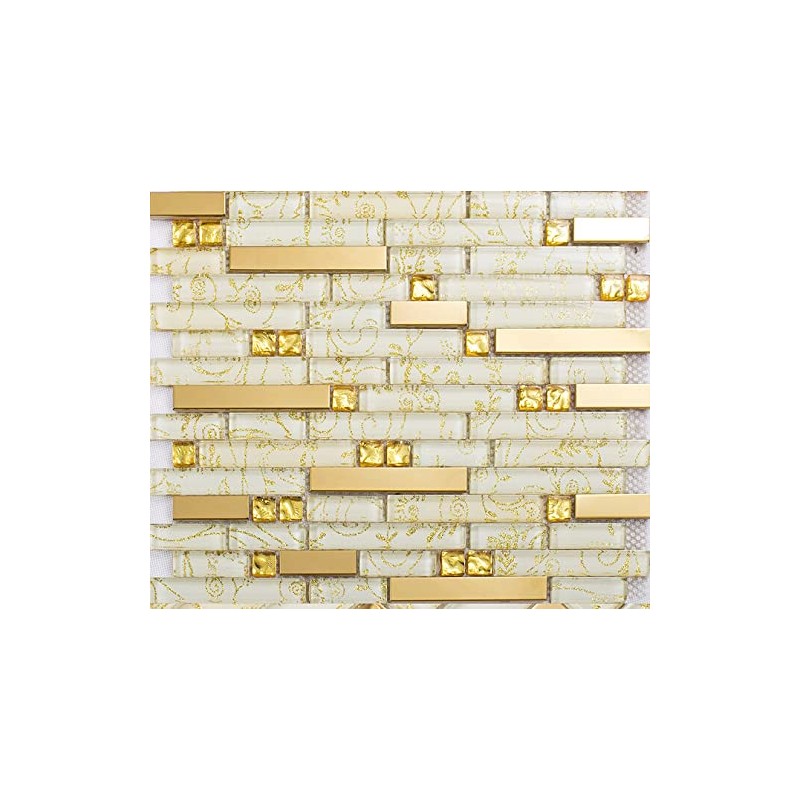 Hominter 3"x12" Sample Tile Glass and Metal Linear Mosaic Tile