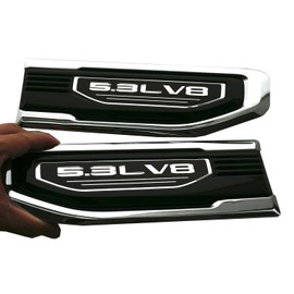 Pair New 5.3L V8 Vent Emblems Kit 3D Driver Passenger Side Badge Compatible with 2019-2026 GMC Sierra GM 85160715 86532094 (5.3L V8-Chrome)