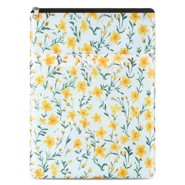 Book Sleeve for Book Lovers,11x8.7 Daisy Flower Book Protector Pouch