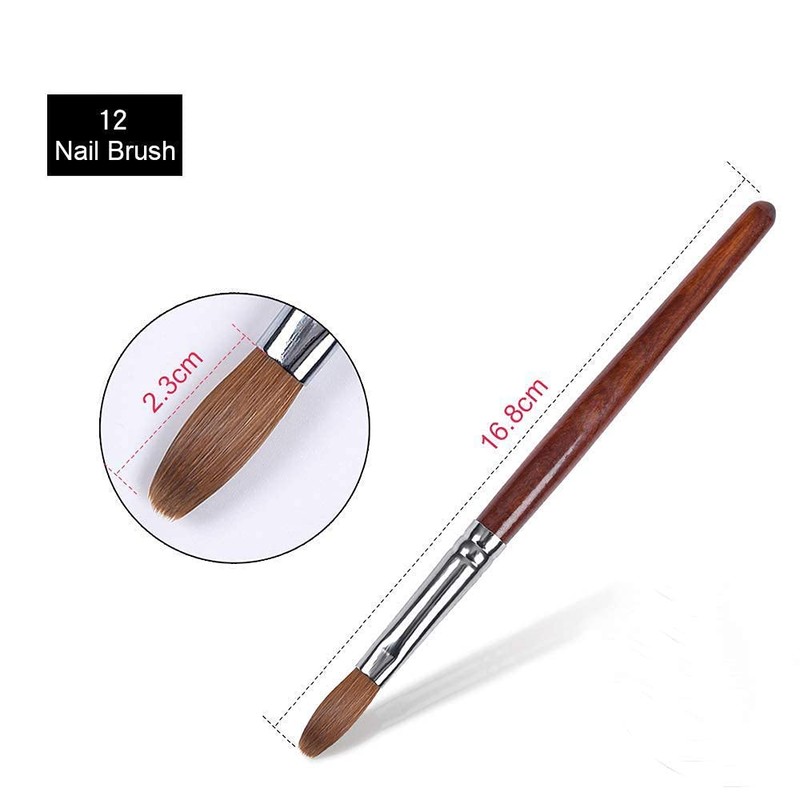 12# Sable Nail Art Brush,Manicure tool,Red Wooden Nail Brush for