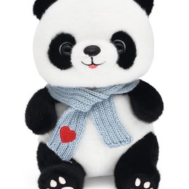 9.8'' Panda Dolls with Love Heart Scarf, Soft Stuffed Plush Animal Toys Plushies Valentines Day Decor Birthday Gifts for Her/Girlfriend Lover Mom Kids - Color: 2