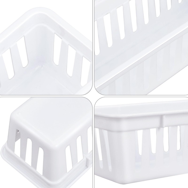 Domensi 24 Pcs Slim Plastic Storage Baskets Tray for Organizing