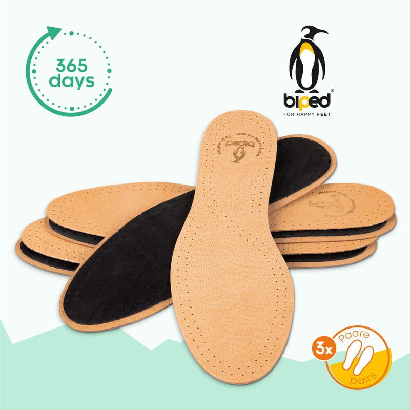 Biped Z1724 leather insoles with activated carbon, 3 pairs. -