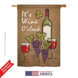 Breeze Decor H117033 Happy Hour & Drinks Wine Double Side Decorative Garden Flag, 28" x 40", Multicolor