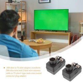 HOMSFOU 2pcs Adapter Wire Antenna Transformer Ohm Coaxial Cable Connector Tv Coax Cable Uhf Plastic Black