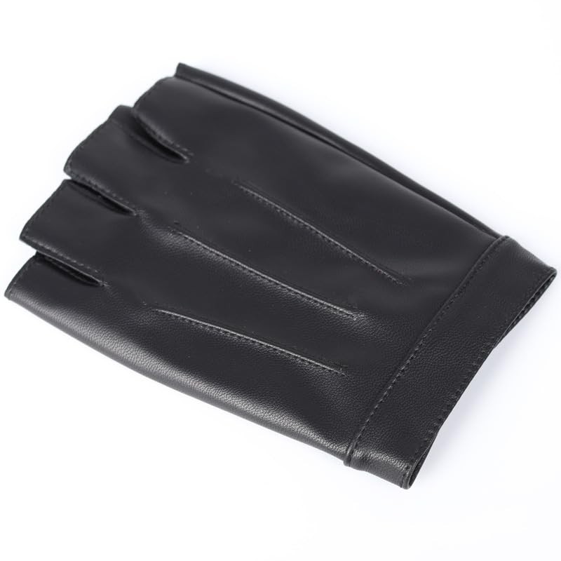 Fingerless Leather Men's Half Finger Gloves Men's Leather Non-Slip Motorcycle