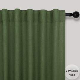 Pitalk - Cortina de 30 pulgadas de longitud para baño, bolsillo trasero, con lengüeta, color verde oliva, cortinas cortas, semi traslúcidas, color verde loden, para recámara, pequeña cocina, cortinas