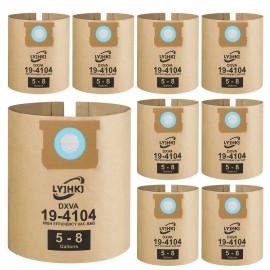 9 Pack DXVA19-4104 Vacuum Bags for DEWALT 5 to 8 Gallon Wet/Dry Vacuum, Disposable Shop Vac BagsColor: Tan
