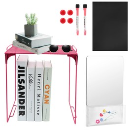 9Pcs Locker Accessories and Organizer Kit Locker Folding Shelf Magnetic Mirror with Pencil Holder Whiteboard Markers Magnets Back to School Essentials Decoration Supplies for Girls(White)