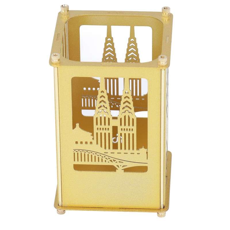 Metal Pen Holder Multifunctional Easy Assembly Glossy Golden Surface Plating