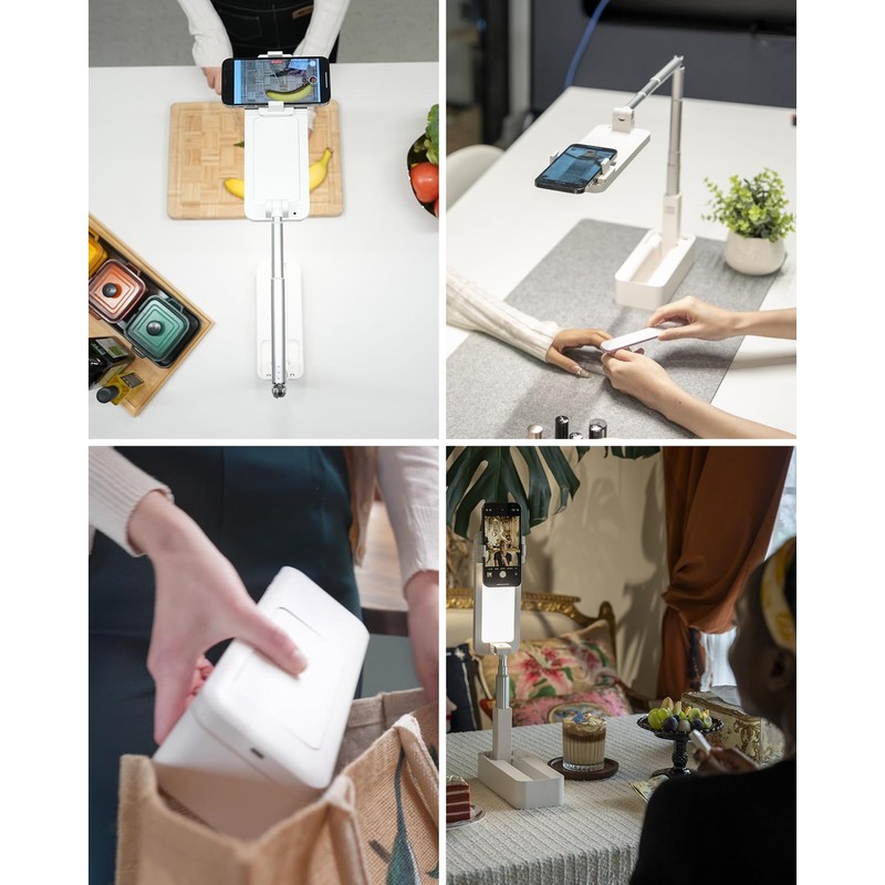 SupeDesk Phone Stand for Recording, Overhead Phone Mount with Light,