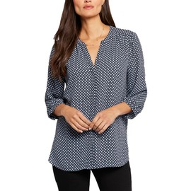 NYDJ Women's Pintuck Blouse, Diamond Peak, XX-Small