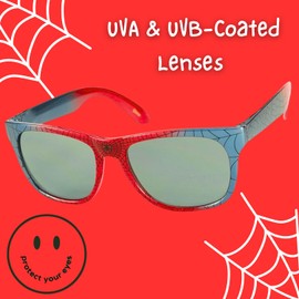 ShadyVEU Spider Web - anteojos de sol redondas para niños, personajes de dibujos animados, fiestas, disfraces, sombras, Rojo & Celeste, Small