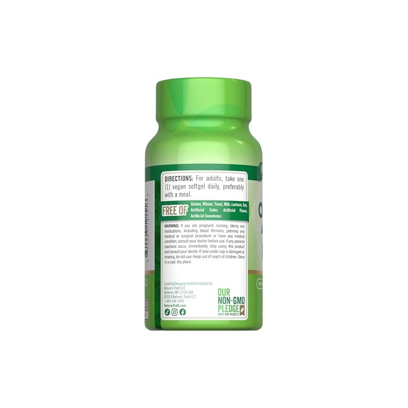 Suplemento vegano de omega 3 de Natures Truth 60 cápsulas