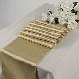 Sarvam Fashion Pack of 4 Satin 12 X 108 inch Luxury Satin Table Runner, Perfect for Weddings, Holiday Dining, Banquets, Parties, & Events, Formal Dining & Home Decor - (4 PC, Champagne)
