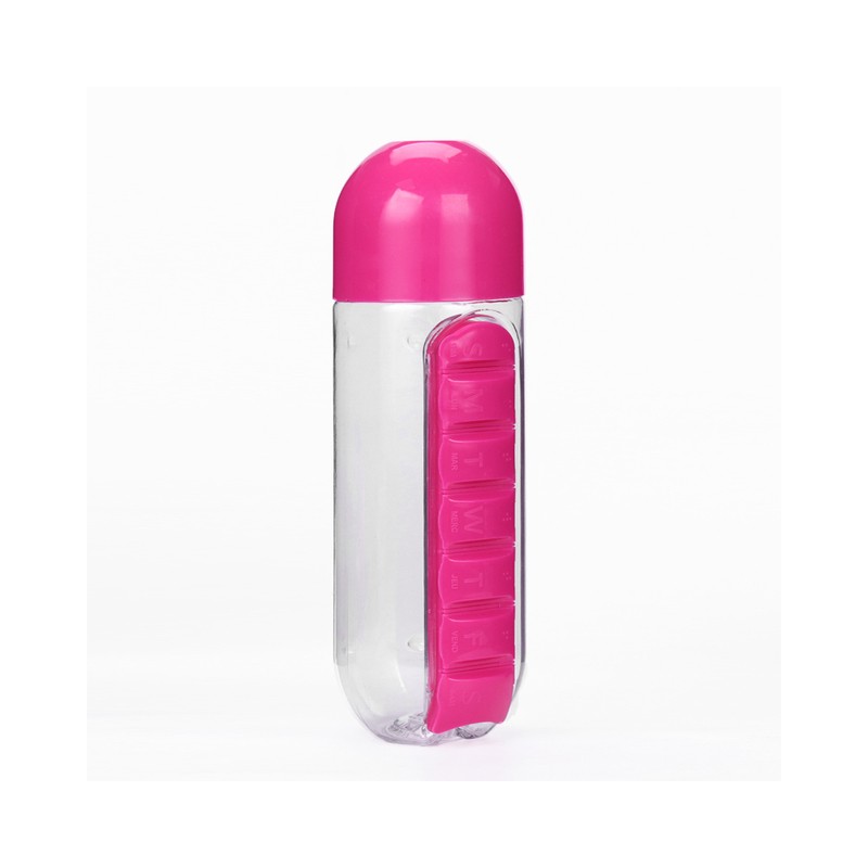 2 in 1 Water Bottle with 7 Day Pill Organizer