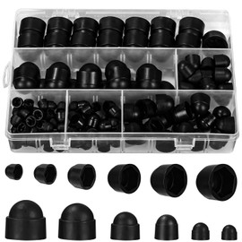 Pack of 160 Cover Caps for Nuts, Plastic Caps for Screws and Nuts, M4 M5 M6 M8 M10 M12 Screw Caps Hexagonal Screw Cover Black Caps Nuts