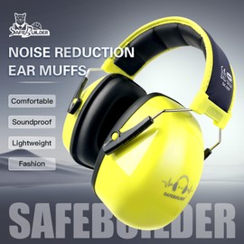 SAFEBUILDER Ear Protection Noise Cancelling Ear muffs for Shooting SNR 32dB Noise Reduction Headphones Adjustable Hearing Protection Sound Proof for Working Mowing (Yellow)
